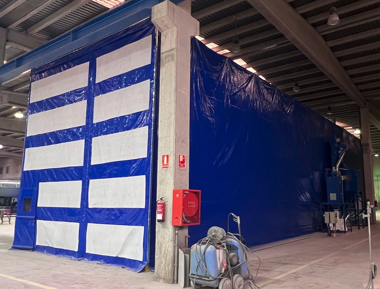 cabina de chorreado extensible con sistema de recogida y reciclado de abrasivo